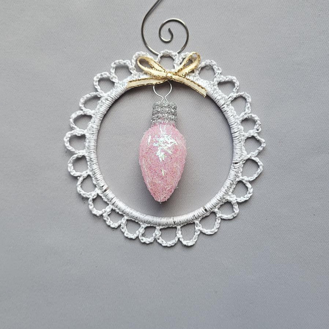 Pink Light Bulb Wreath Ornament