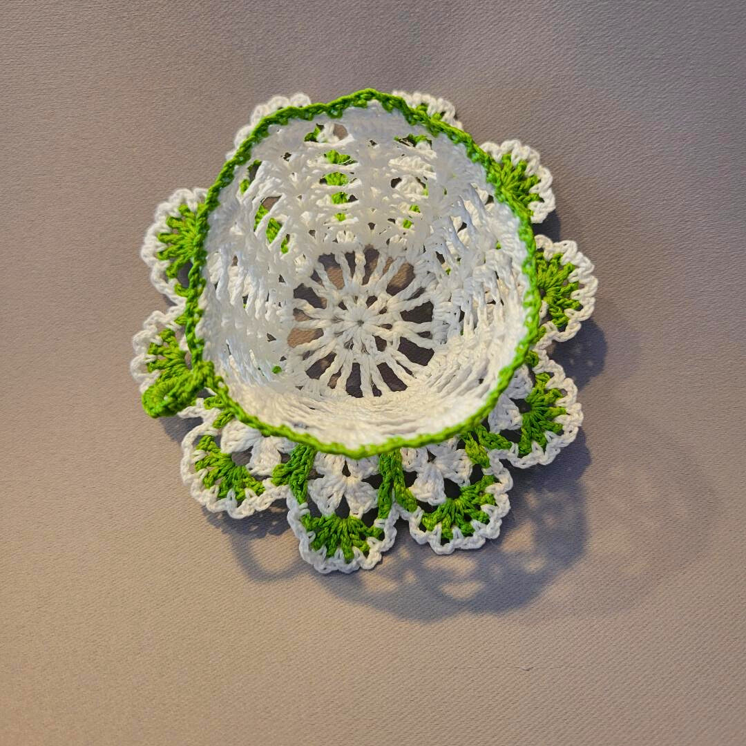 White Teacup with Spring Green Trim