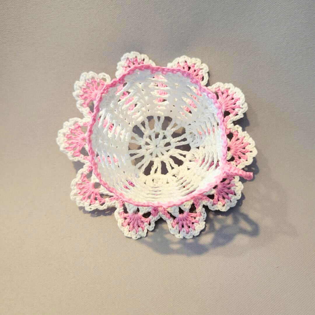 White Teacup with Pink Trim