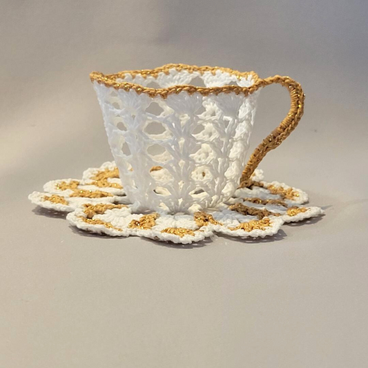 White Teacup with Rose Gold Trim