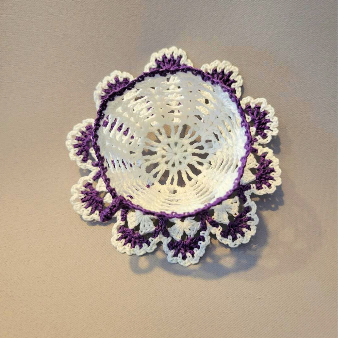 White Teacup with Purple Trim