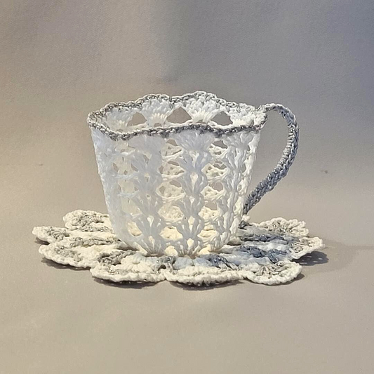 White Teacup with Silver Trim