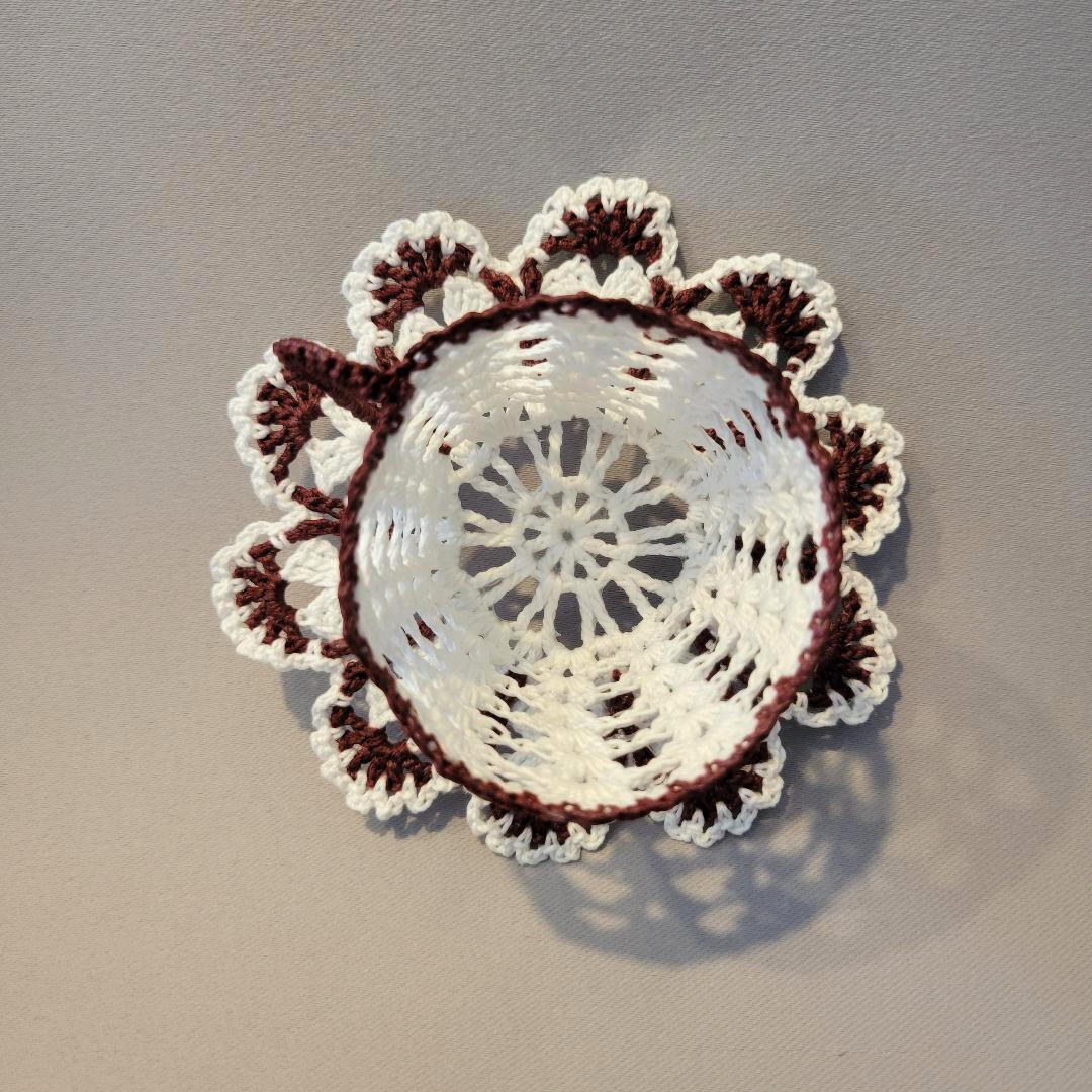 White Teacup with Maroon Trim