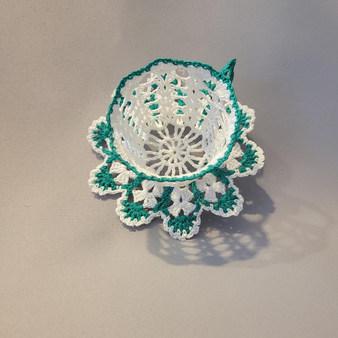 White Teacup with Green Trim