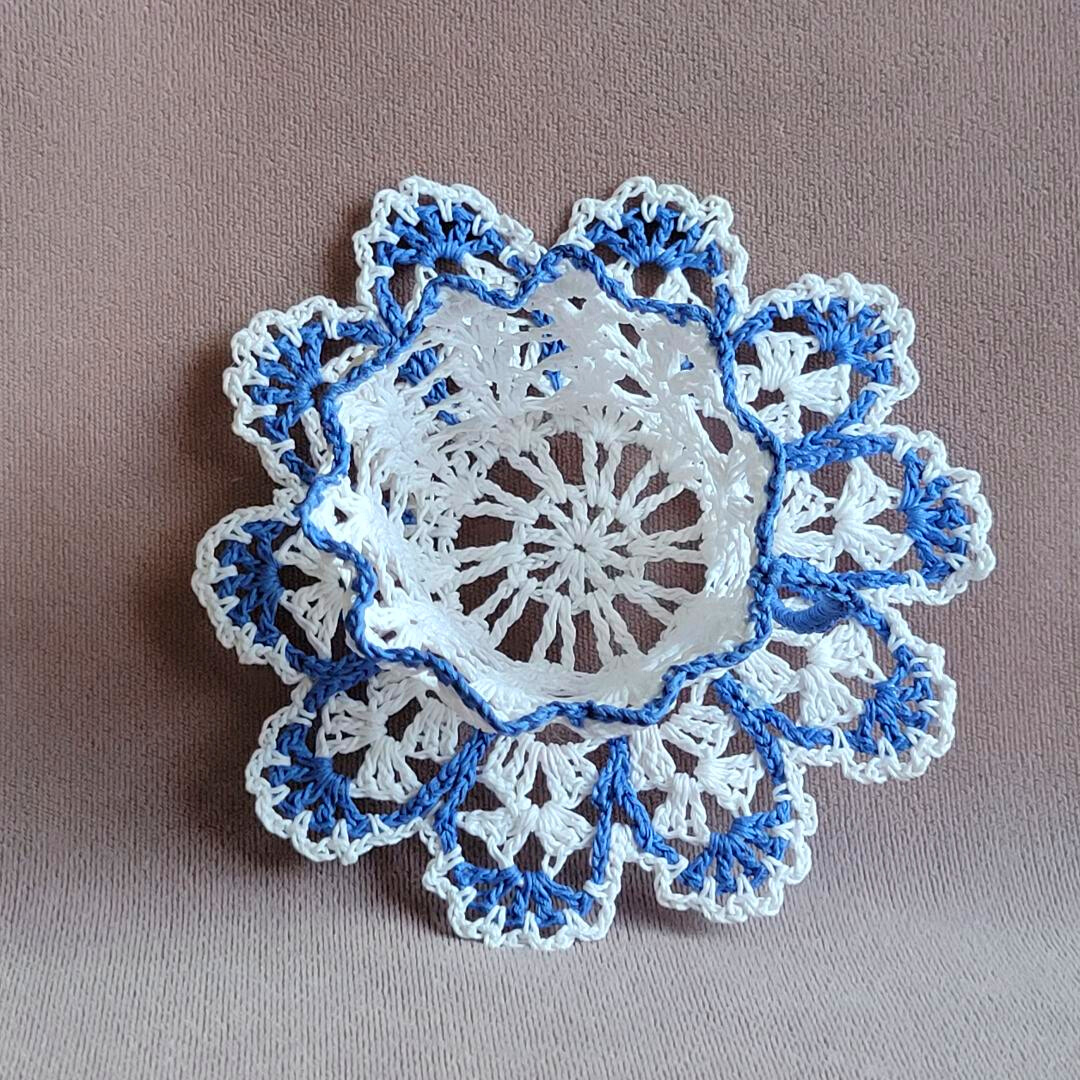 White Teacup with Wavy Blue Trim