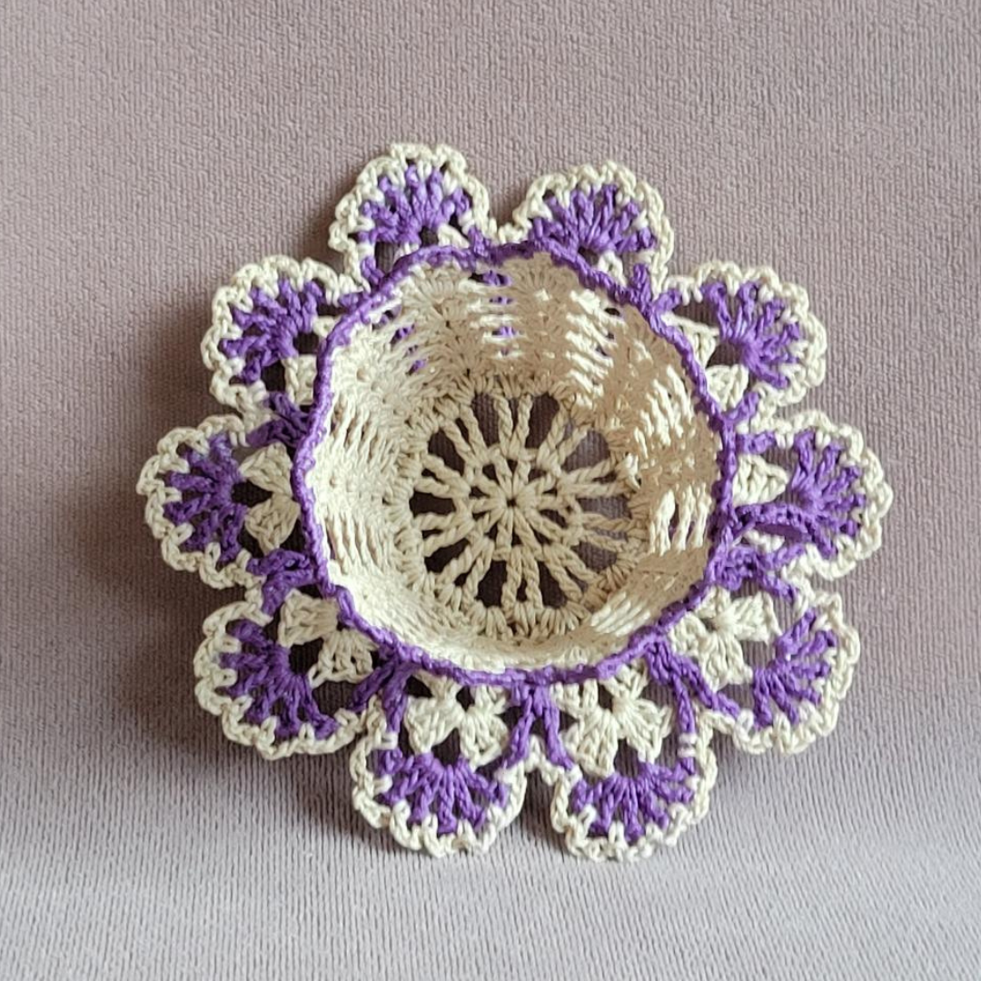 Beige Teacup with Purple Trim