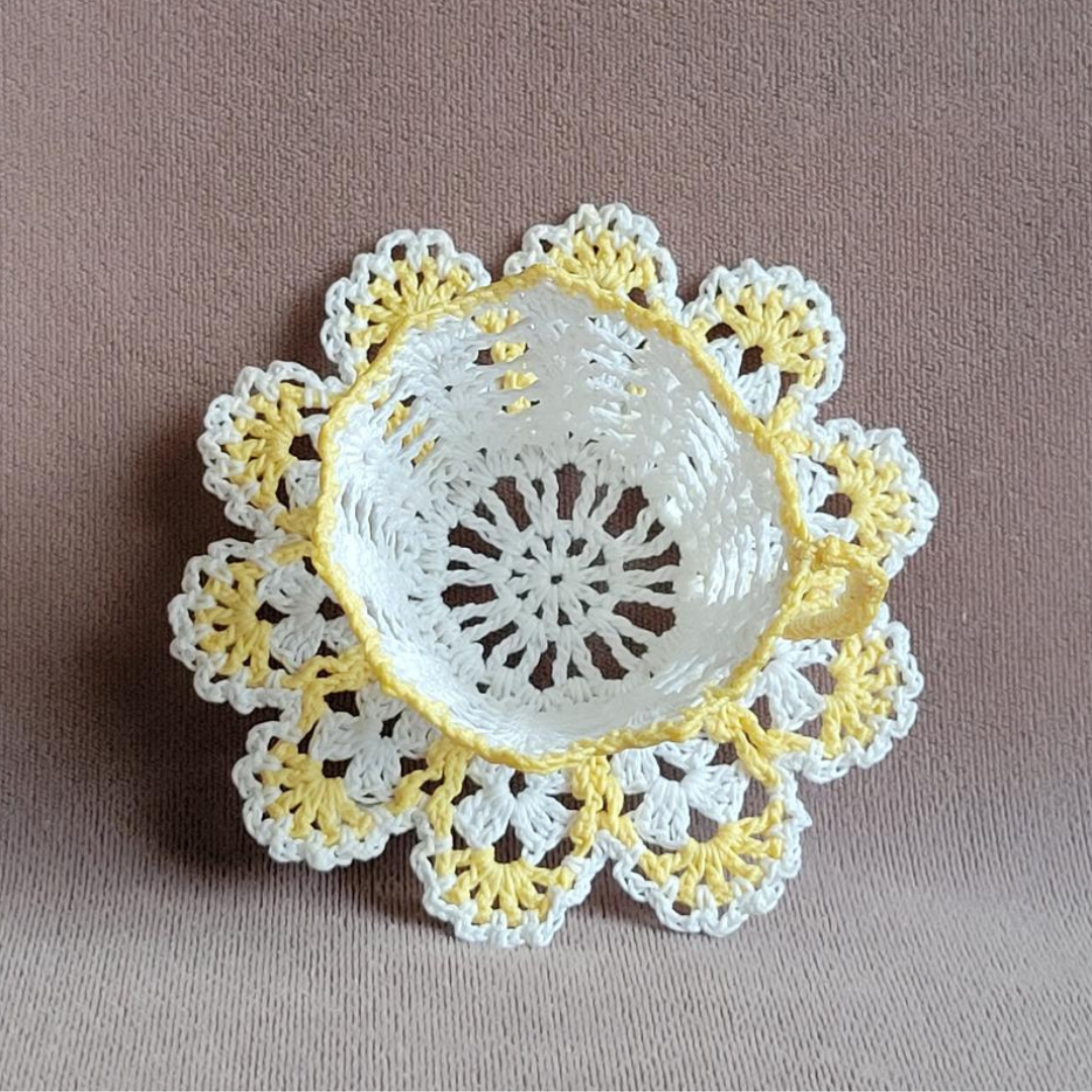 White Teacup with Wavy Yellow Trim