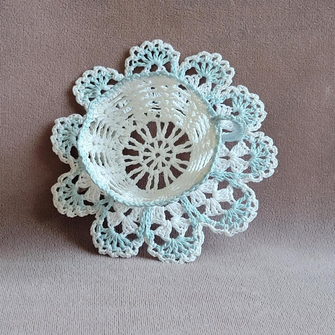 White Teacup with Baby Blue Trim