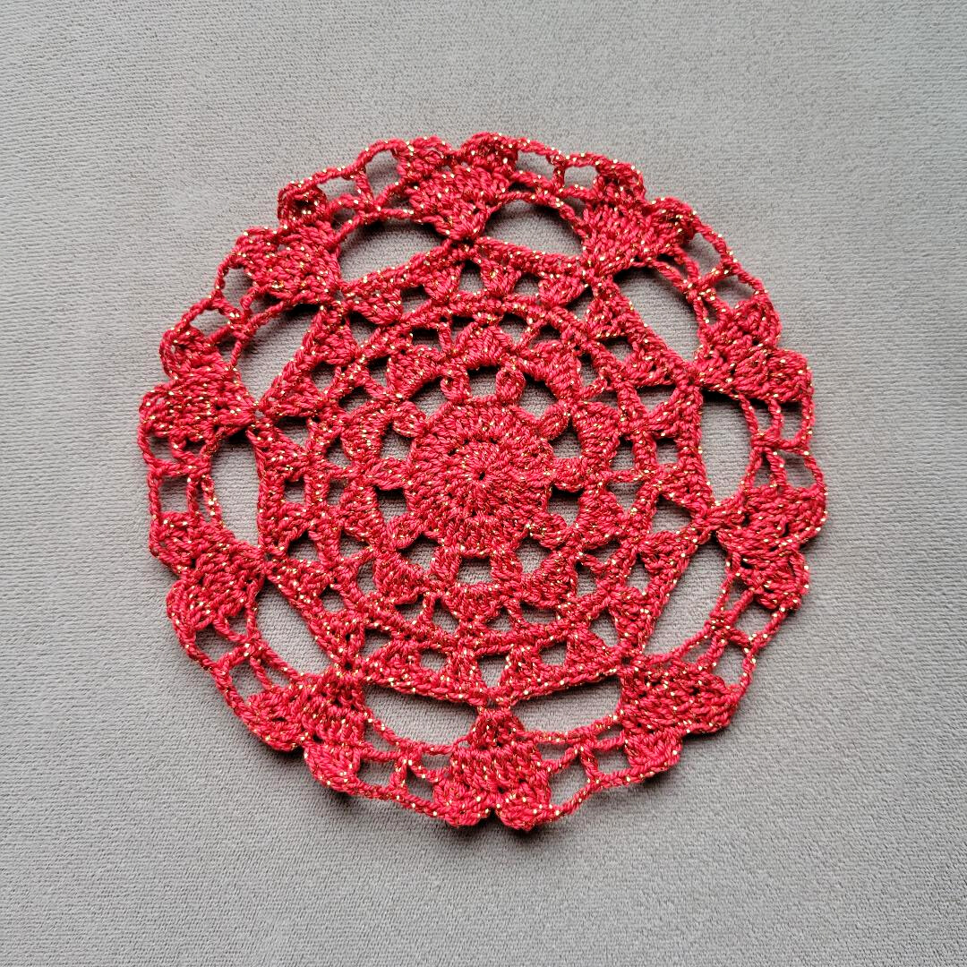 Glittery Red Mother's Day Mandala 5 1/2" Doily