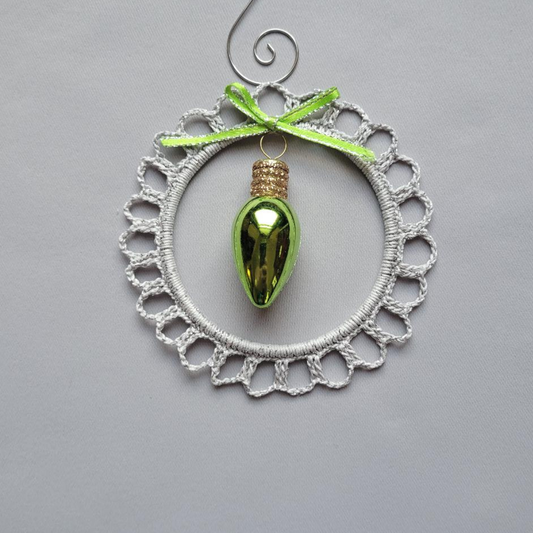 Green Light Bulb Wreath Ornament