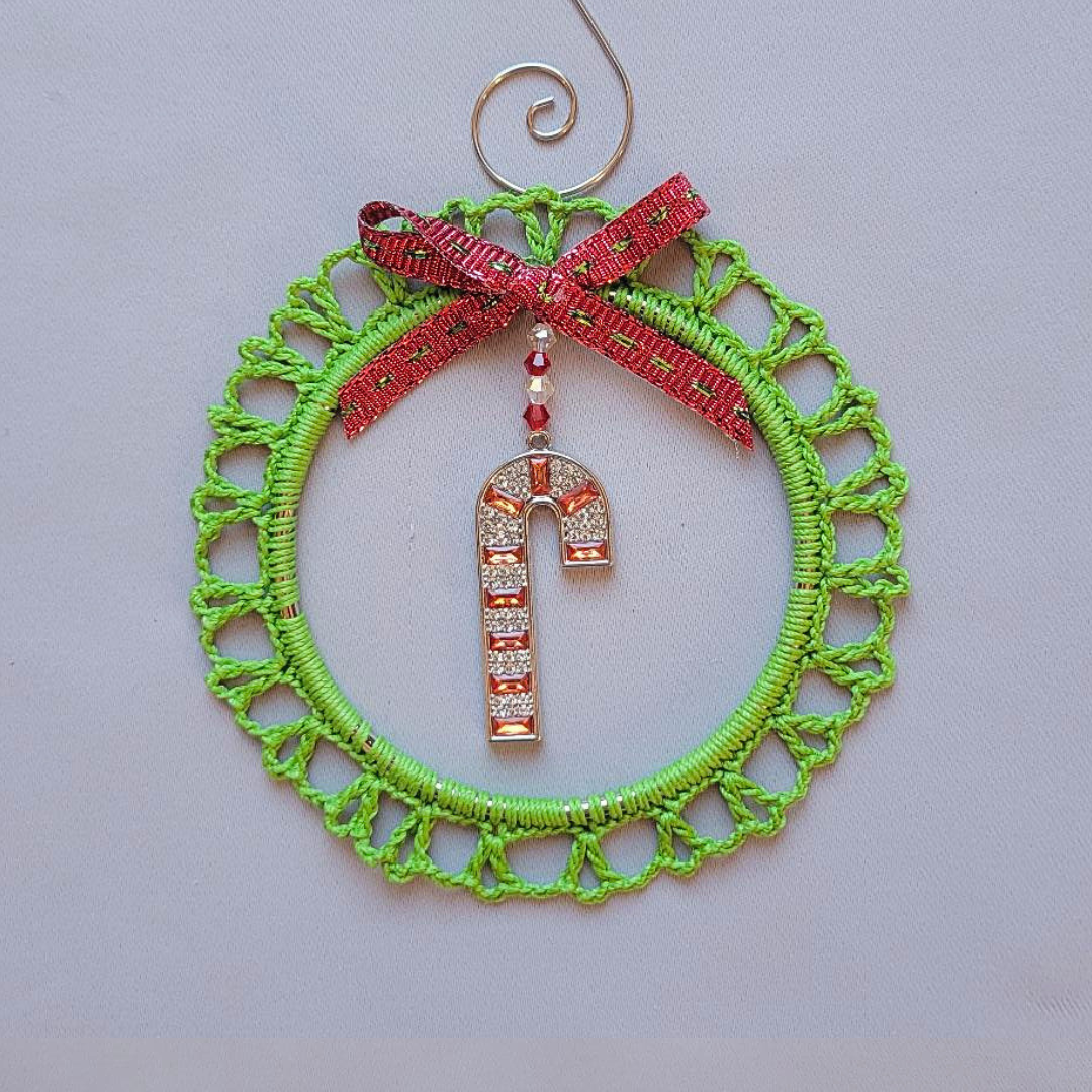 Shiny Candy Cane Wreath Ornament