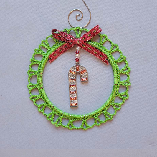 Shiny Candy Cane Wreath Ornament