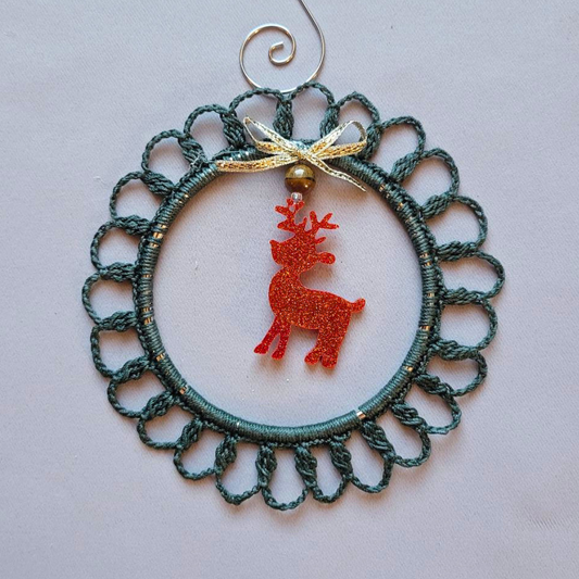 Shiny Reindeer Wreath Ornament