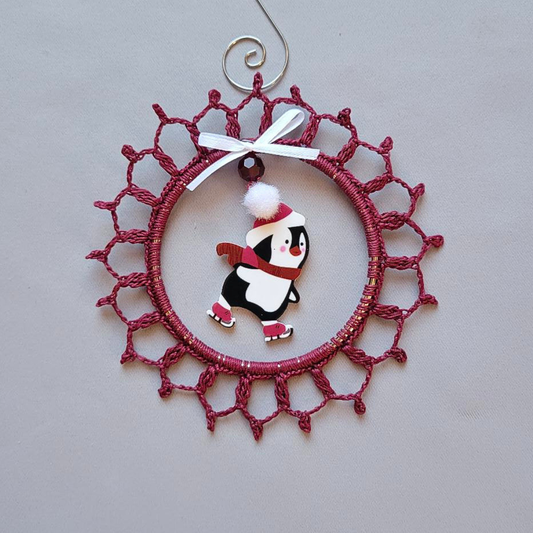 Skating Penguin Wreath Ornament