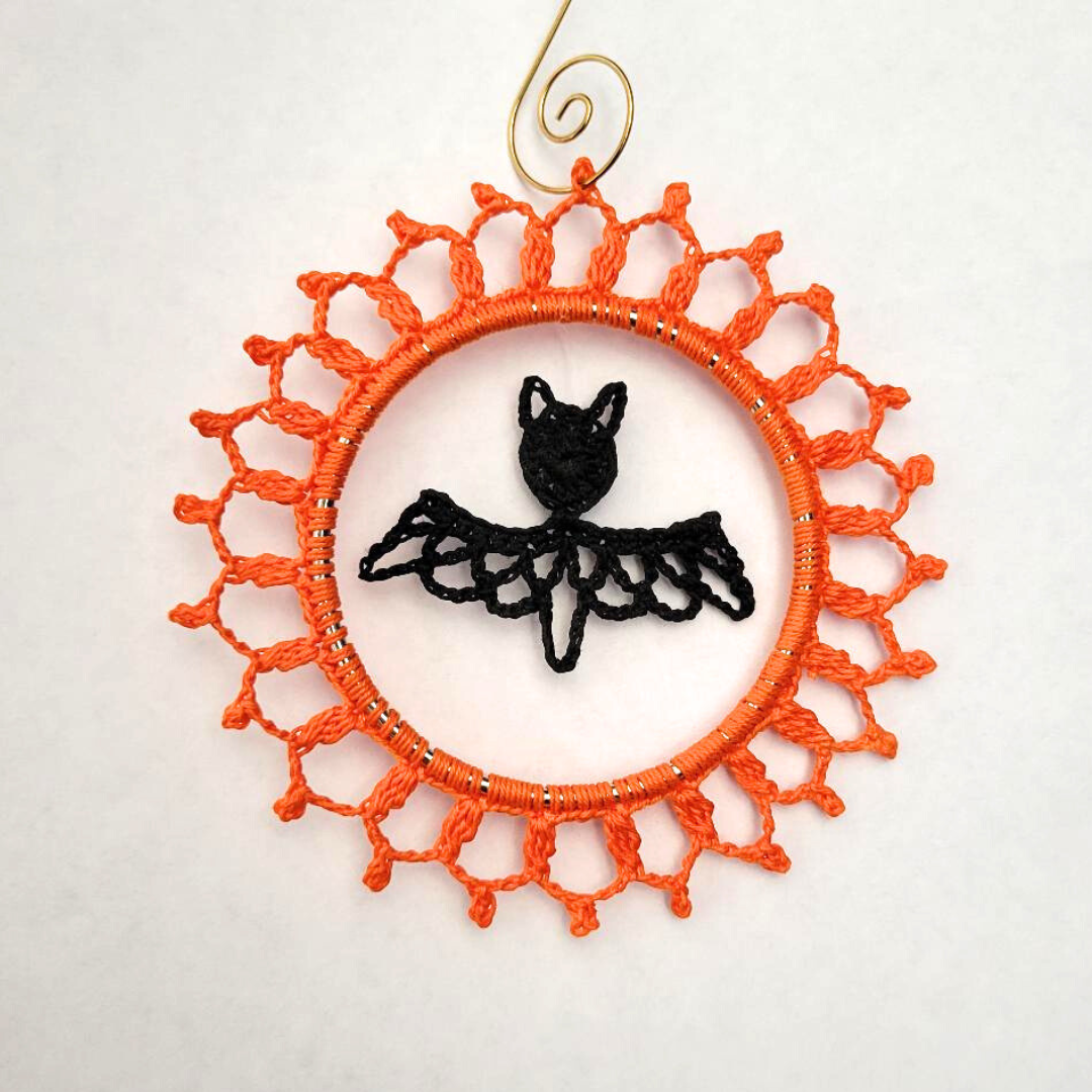 Lacy Orange Bat Wreath