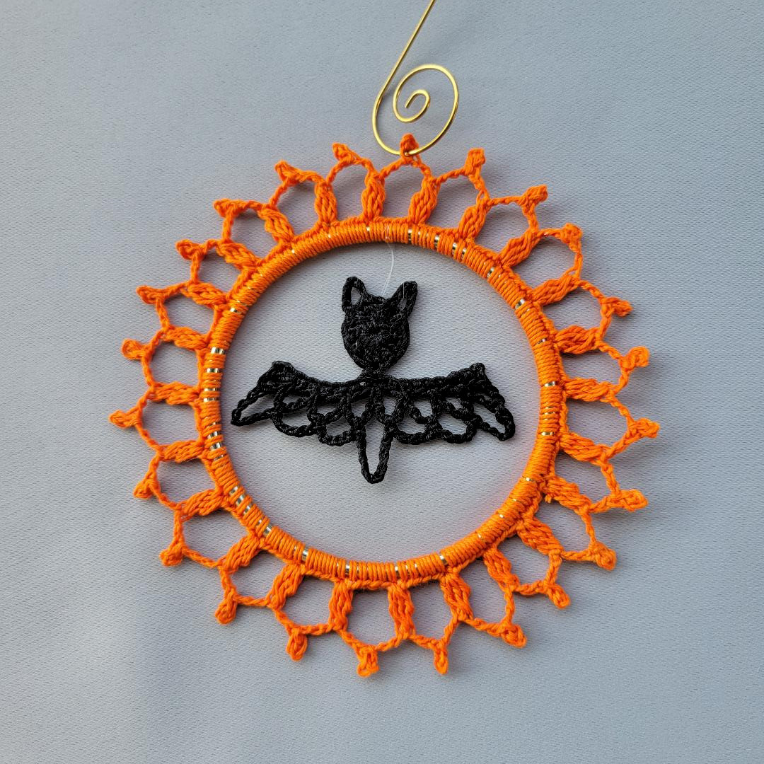 Lacy Orange Bat Wreath