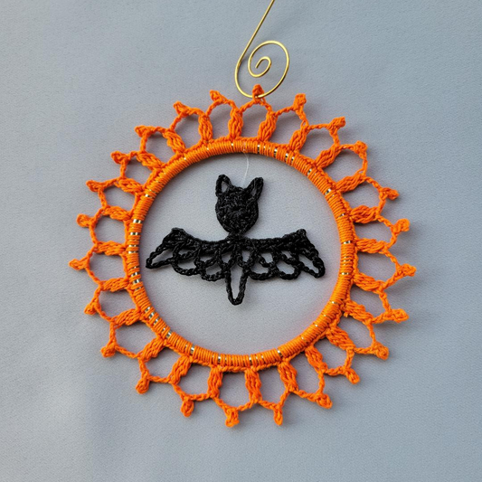 Lacy Orange Bat Wreath