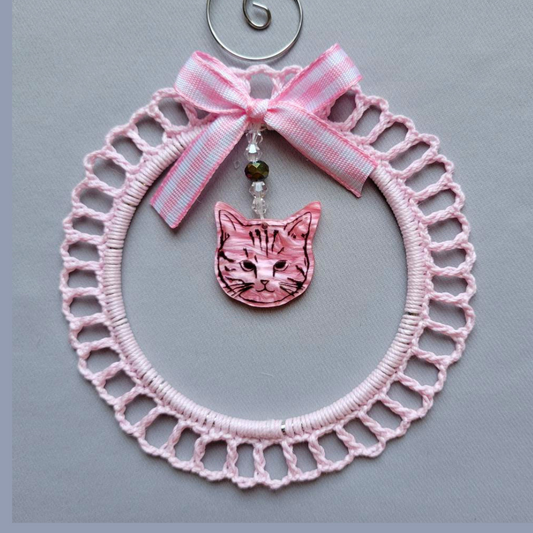 Pink Kitty Wreath Ornament