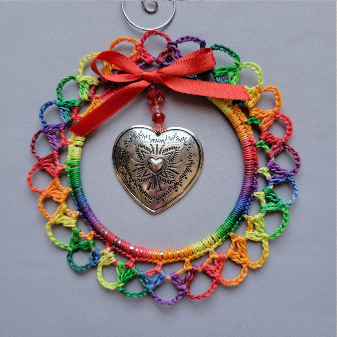 Metal Heart Rainbow Wreath Ornament