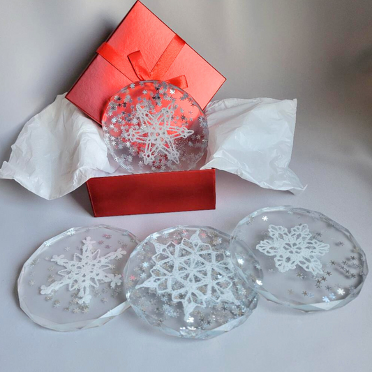 Sparkly Snowflake Coaster Set