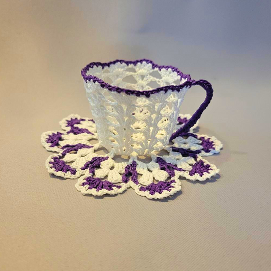 White Teacup with Purple Trim