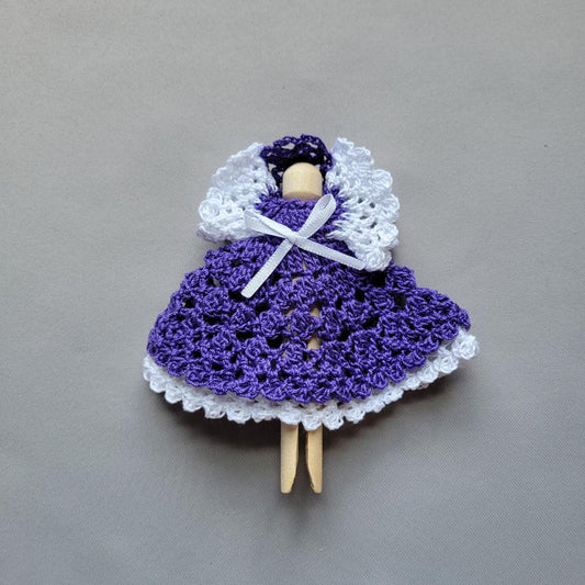 Field of Violets Clothespin Angel