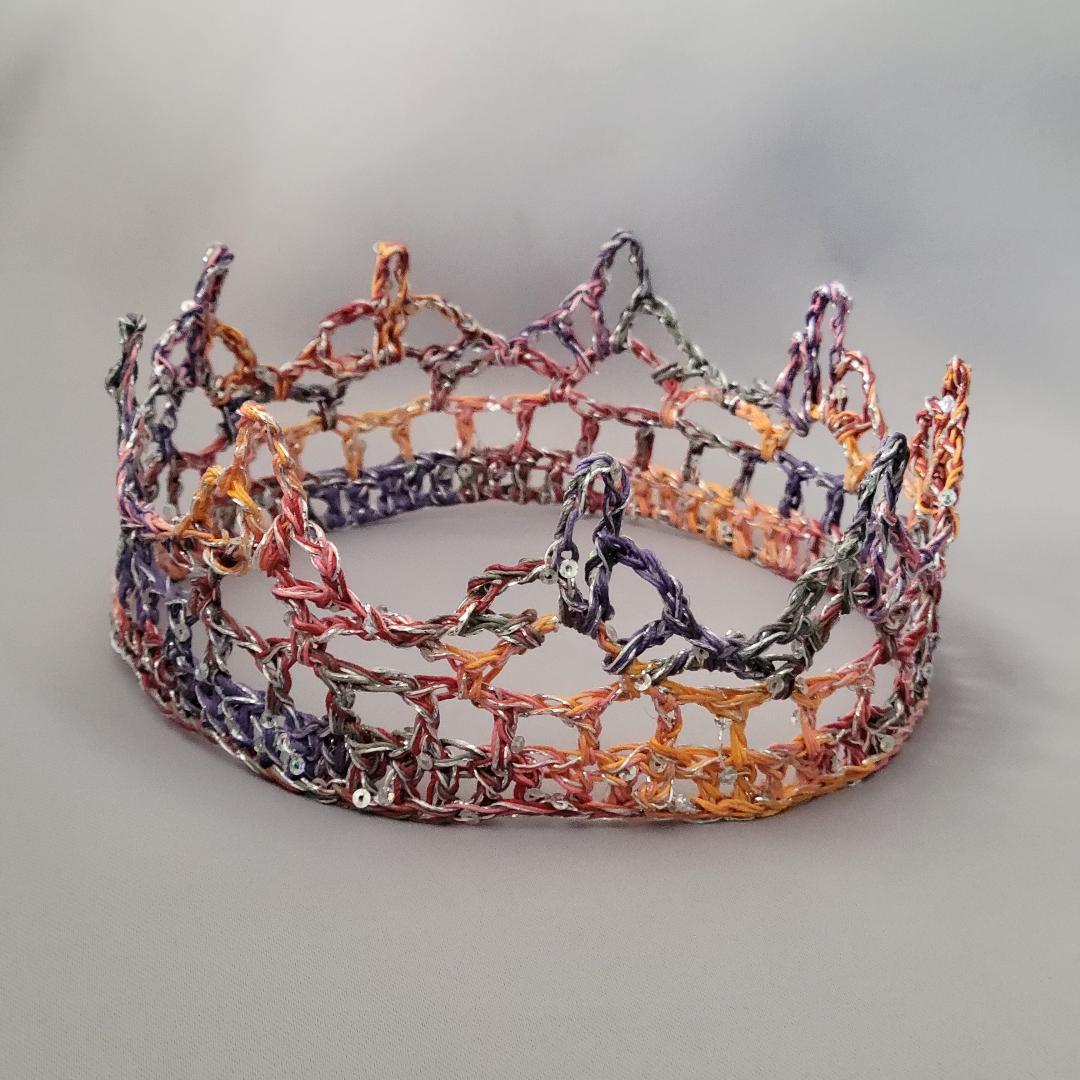 Tie Dye/Silver 6" Crown