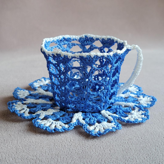 Blue Teacup with White Trim