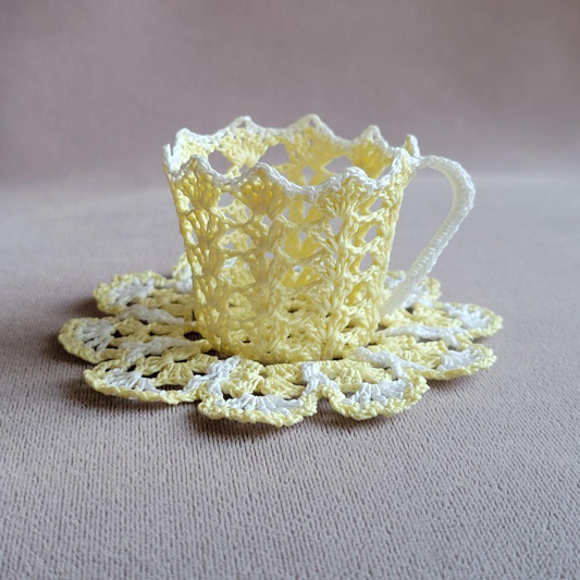 Yellow Teacup with White Trim