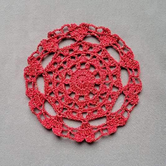 Glittery Red Mother's Day Mandala 5 1/2" Doily