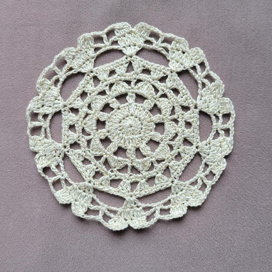 Glittery Off White Mother's Day Mandala 5 1/2" Doily