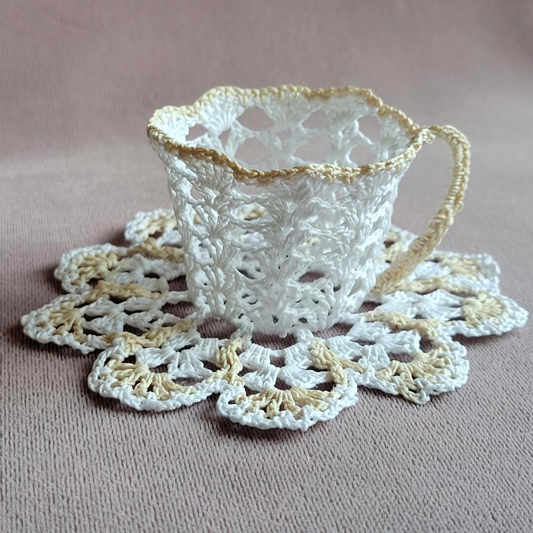 White Teacup with Ecru Trim